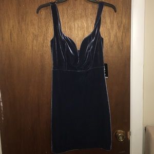 Steel blue velvet dress